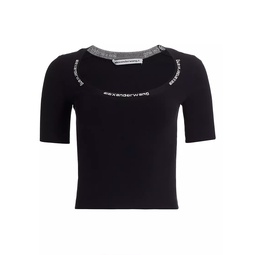 Jacquard Trim Bodycon T-Shirt