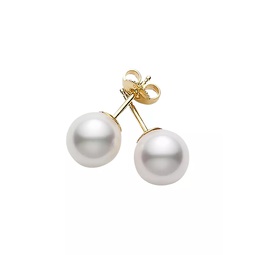 Essential Elements 18K Yellow Gold & 5MM White Cultured Pearl Stud Earrings