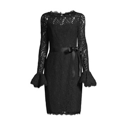 Lace Bell-Sleeve Sheath Dress