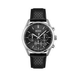 Champion Stainless Steel & Leather-Strap Watch