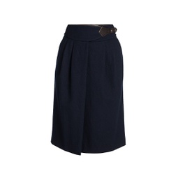 Boiled Virgin Wool Midi Skirt