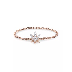 Magic Touch 18K Rose Gold & Diamond Leaf Chain Ring