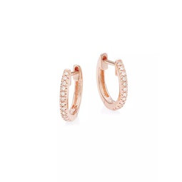 14K Rose Gold & 0.07 TCW Diamond Huggie Earrings