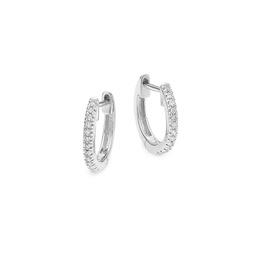 14K White Gold & 0.07 TCW Diamond Huggie Hoop Earrings