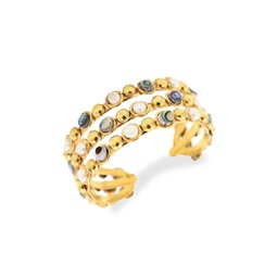 Talithia 22K Goldplated Pearl & Opal Open Cuff Bracelet