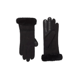 Suede & Sheepskin Seamed Tech Gloves