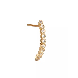 Bezel 14K Yellow Gold & Diamond Curved Bar Earring