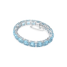 Millenia Swarovski Crystal Blue Square-Cut Rhodium-Plated Bracelet