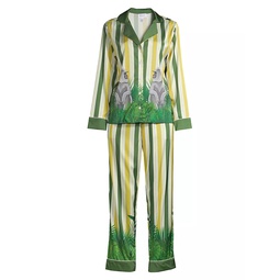 Two-Piece Stripes & Jungle Print Pajama Set