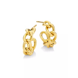 14K Gold Curb Chain Hoop Earrings