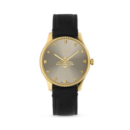 G-Timeless Yellow Gold PVD & Leather Strap Watch