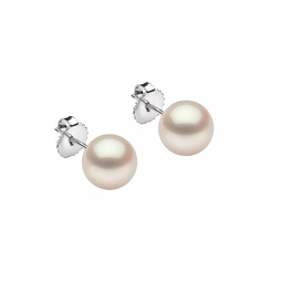 14K White Gold & 9.5 MM Freshwater Pearl Studs