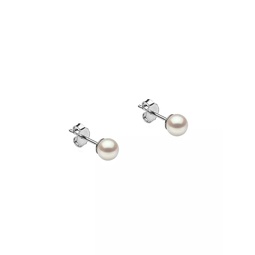 14K White Gold & 5-5.5MM Akoya Pearl Stud Earrings
