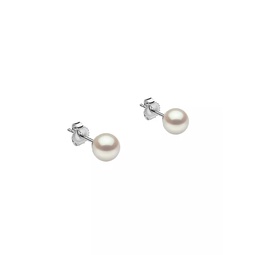 14K White Gold & 7-7.5MM Akoya Pearl Stud Earrings
