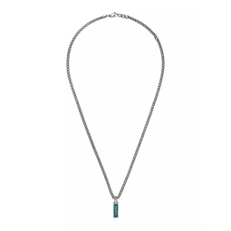 Gucci Tag Sterling Silver Enamel Necklace