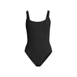 Clip-Chain-Strap One-Piece Swimsuit