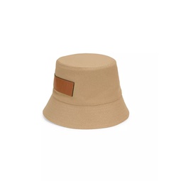 Leather-Trimmed Canvas Bucket Hat