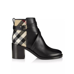 Pryle House Check & Leather Ankle Boots