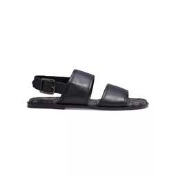 2-Strap Buckled Leather Sandals