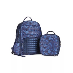 Kids Quilted Camo Backpack & Lunch Box Set