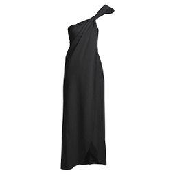 One-Shoulder Silk Draped Gown