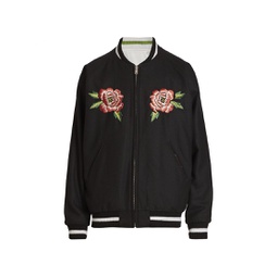 Floral-Embroidered Reversible Varsity Jacket