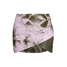 Tie-Dye Leather Twist Miniskirt
