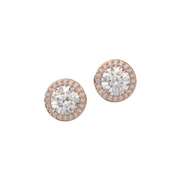 Constella Rose Goldtone & Crystal Halo Stud Earrings