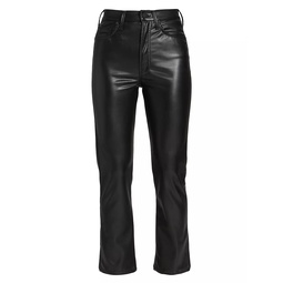 Rider High-Rise Cropped Faux-Leather Ankle Jeans