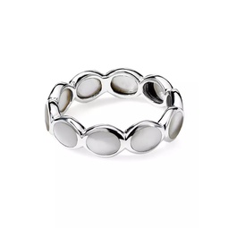 Polished Rock Candy Sterling Silver & Mother-Of-Pearl Oval Eternity Ring