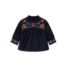 Little Girls & Girls Embroidered Blouse