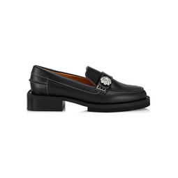Leather Jewel Loafers