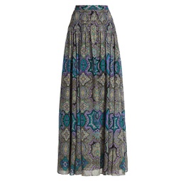 Paisley Silk Maxi Skirt