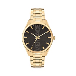 Black Logo Dial Ion-Plated Yellow Gold Bracelet Watch