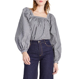 Holiday Party Gingham Squareneck Top