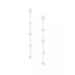 18K-Gold-Plated, 8MM Freshwater Pearl, & Cubic Zirconia Drop Earrings