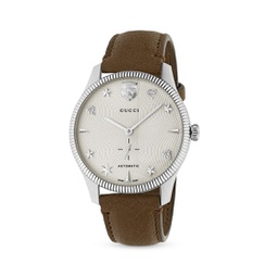 G-Timeless Automatic Leather Strap Watch