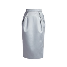 Satin Pleated-Front Midi-Skirt