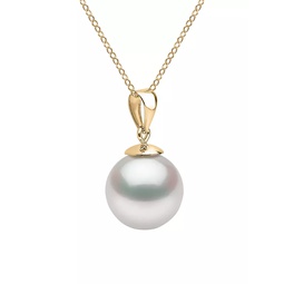 14K Yellow Gold & 9-10MM White South Sea Pearl Pendant Necklace