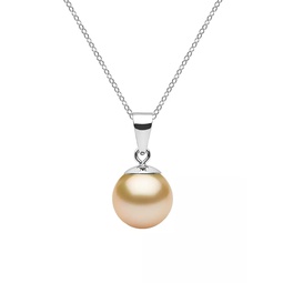 14K White Gold & 8-9MM Golden South Sea Pearl Pendant Necklace