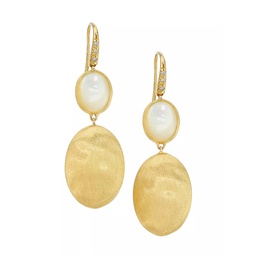 Siviglia 18K Yellow Gold, 0.05 TCW Diamond, & Mother-Of-Pearl Drop Earrings