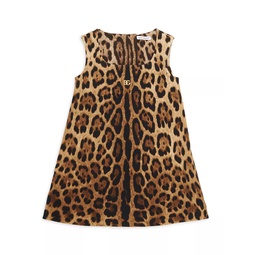 Little Girls & Girls Leopard Print Sleeveless Dress