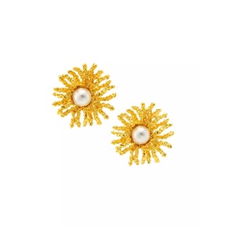 Coral Reef 22K Gold-Plated & Faux Pearl Stud Earrings