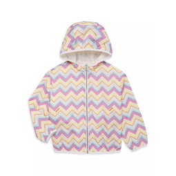 Little Girls & Girls Chevron Print Hooded Jacket