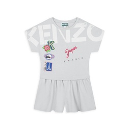 Little Girls & Girls Organic Cotton Logo Romper
