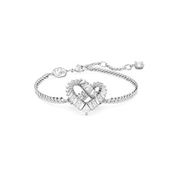 Matrix Rhodium-Plated & Crystal Heart Bracelet