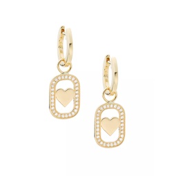 14K Yellow Gold & 0.18 TCW Diamond Heart Earrings