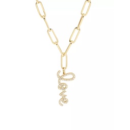 14K Yellow Gold & 0.26 TCW Diamond Love Pendant Necklace