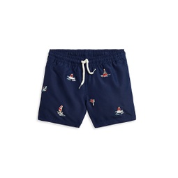 Little Boys Sailboat Embroidered Swim Shorts