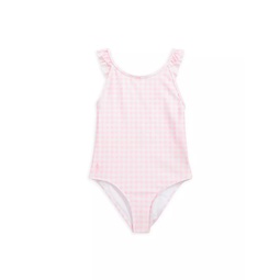 Little Girls Gingham Print One-Piece Swimsuit
